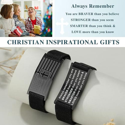 AryaHozel American Flag Cross Bracelet, Christian Gifts for Men Boys - style: Always Remember
