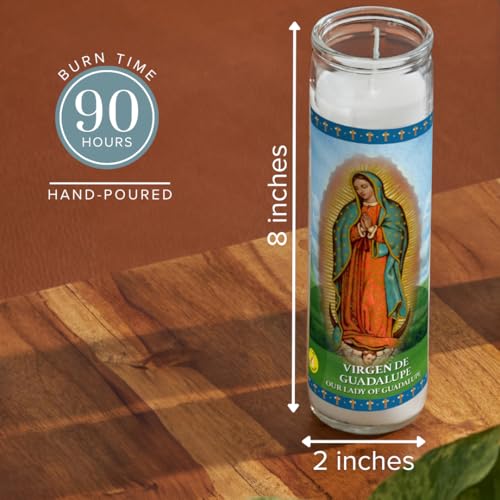 Simply Soson Lady of Guadalupe Prayer Candle 3 Pack, Glass Jar