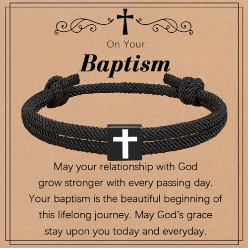 Baptism Gifts for Boys,Braided Rope Cross Bracelet for Kids,First Communion Gifts Boys Christian Christening Graduation Easter Basket Stuffers - color: Baptism