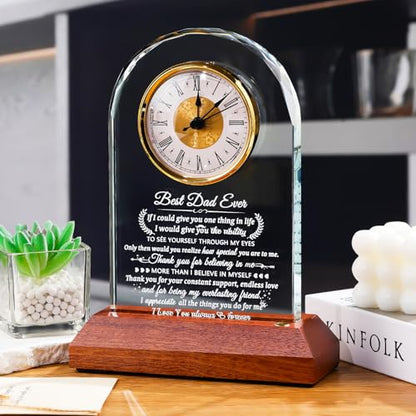 Arikyrist Glass Clock Dad Gifts from Son Daughter with LED Light Base - color: Dad