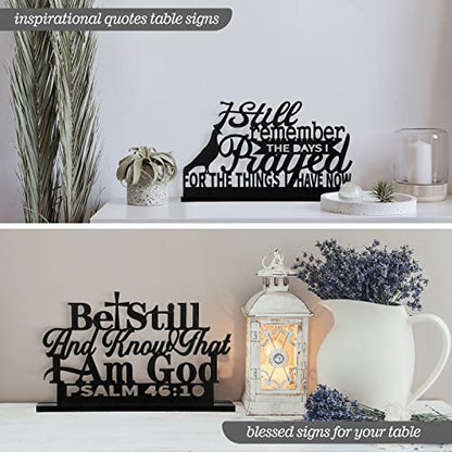 Geetery 4 Pcs Inspirational Centerpiece Table Decorations Blessed Wooden Signs Religious Table Decor with God Possible Biblical Verse Faith Positive Motivational Decoration for Farmhouse Living Room
