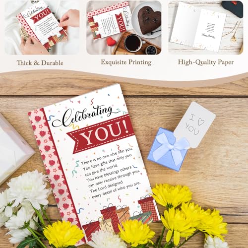 Qiliji Christian Birthday Card for Him Her, Religious Birthday Greeting Card, Inspirational Happy Bday Cards Gifts for Friends Family - color: Christian Birthday