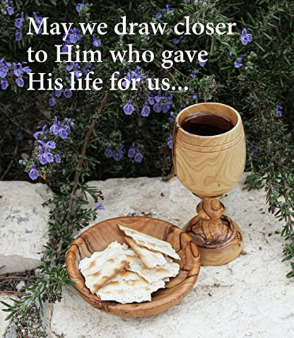 4.5" (Small) Olive Wood Communion Set from Bethlehem – Hand Carved Cup & Bread Tray for Lord's Supper, Eucharist & Kiddush – Authentic Worship Kit with Gift Bag - color: 1 Cup [Medium, Olive Wood Tray]