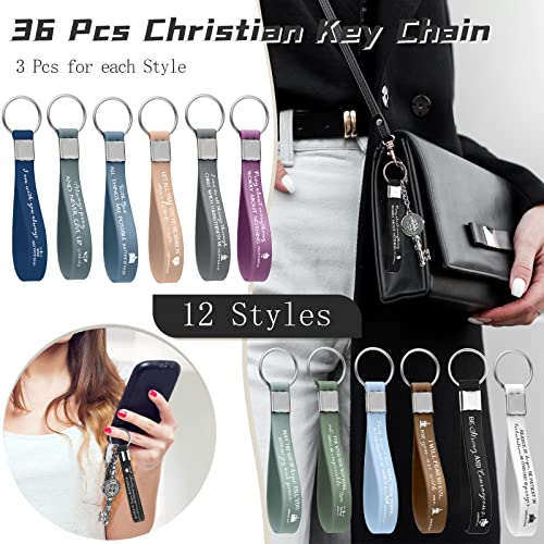 Sureio 36 Pcs Inspirational Christian Gift Silicone Keychain Bulk Religious Bible Verse Church Gift for Women Men Grandparent - color: Mixed Color