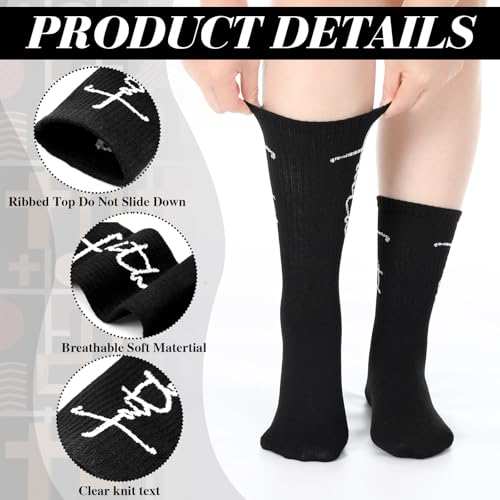 Cutecrop 6 Pairs Christian Faith Socks for Youth Religious Crew Socks - color: Black