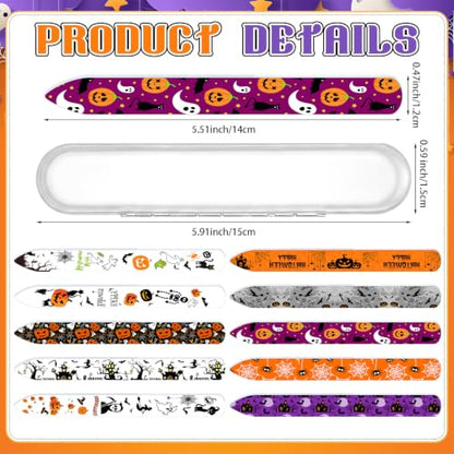 10 Pcs Halloween Glass Nail Files Gifts with Case Halloween Gifts Bulk - style: Ghost