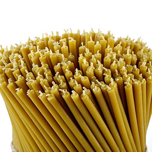 Danilovo Pure Beeswax Candles - Honey-Scented, Decorative Thin Taper Candles - Ideal for Birthday Decoration or Church Prayers - Drip Free, Tall & Smokeless Pack of 50 pcs, 7.3 x 0.24 inch - size: 7.3 in