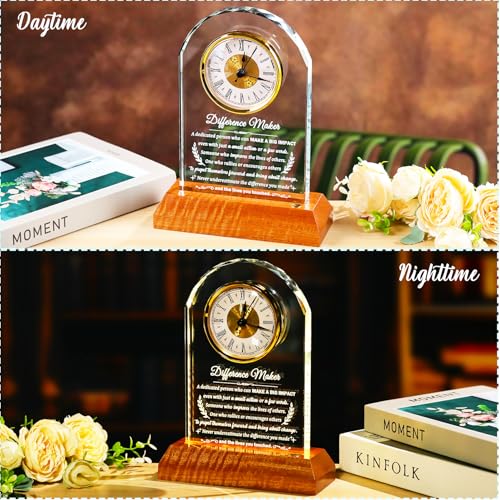Arikyrist Difference Maker Glass Clock Thank You Gifts for Women Men - color: Difference Maker