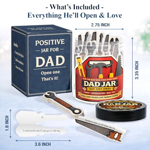 60 Dad Jokes Cards Jar, Funny Birthday Gift for Dads from Daughter, Son, Wife - Stocking Stuffers, Christmas White Elephant Gifts for Adults, Men Granpa Gift, Funny Gag Gifts for Men - color: Positive Dad Fix