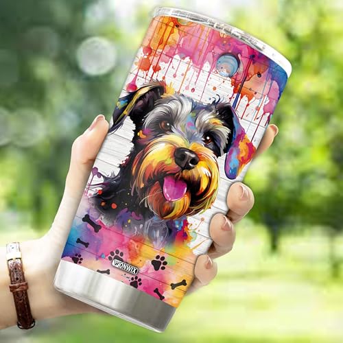 Gifts for Schnauzer Lovers 20 Oz Stainless Steel Tumbler Travel Coffee Mug Gift Ideas for Dog Lovers Owners Funny Facts Water Bottle - color: Schnauzer