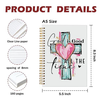 CFFJLHN Christian Glitter Spiral Notebook, God Is Good Journal, Christian Gifts for Women, Prayer Journal for Women & Men, Church Notes Journal, Scripture Hardcover Spiral Notebook 5.5x8.3 in - color: 14
