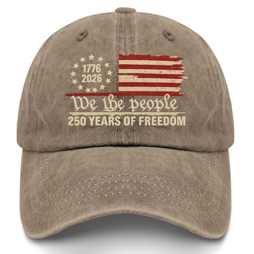 U.S. 250th Anniversary 250 Years Freedoms 1776-2026 Baseball Hats Funny - color: Pigment Khaki