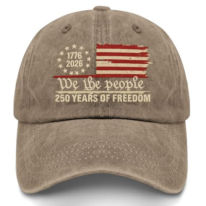U.S. 250th Anniversary 250 Years Freedoms 1776-2026 Baseball Hats Funny - color: Pigment Khaki