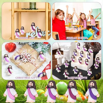 Barydat 100 Pcs Little Jesus Figures, Halloween Prank Props, Purple Series - color: Purple Series