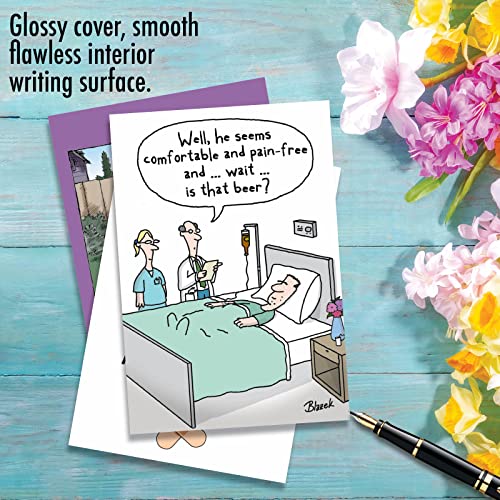 NobleWorks Assortment Pack of 3 Funny Sassy Senior Get Well Greeting Cards with Envelopes, Fell Better Cartoon Humor for Men and Women Variety Pack (3 Designs, 1 Each) Well Wishes VC7989GWG-C1x3 - style: Well Wishes