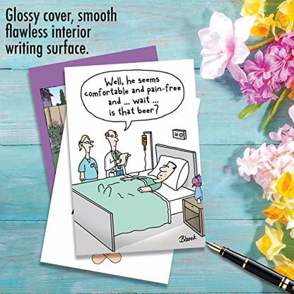 NobleWorks Assortment Pack of 3 Funny Sassy Senior Get Well Greeting Cards with Envelopes, Fell Better Cartoon Humor for Men and Women Variety Pack (3 Designs, 1 Each) Well Wishes VC7989GWG-C1x3 - style: Well Wishes