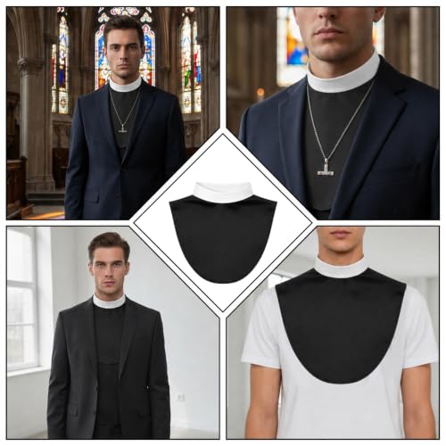 Clerical Bib Clergy Collar Priest Collar with Insert White Tab - style: White-collar Black Body