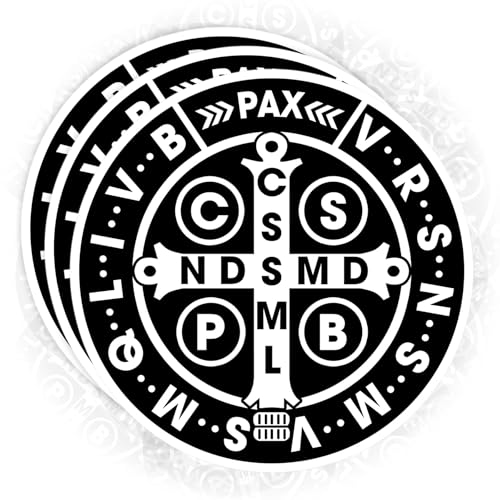 Pack 3Pcs Saint Benedict Medal Catholic Sticker Christian Religious God Bible Verse Faith Waterproof Vinyl Decal for Laptop Water Bottle Phone Case Cars Decor Gift Idea 2 Inches - color: 2 Inches