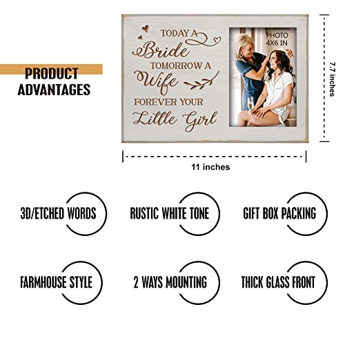 Yudarte Mother of the Bride Gifts from daughter - Engraved Picture Frame 4x6 Inches for Wedding, Engagement,Bridal Shower - Today A Bride,Tomorrow A Wife,Forever Your Little Girl - color: bride parents