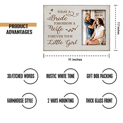 Yudarte Mother of the Bride Gifts from daughter - Engraved Picture Frame 4x6 Inches for Wedding, Engagement,Bridal Shower - Today A Bride,Tomorrow A Wife,Forever Your Little Girl - color: bride parents