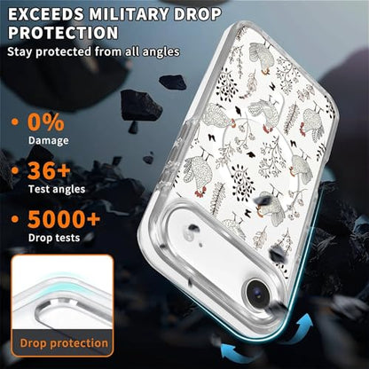for iPhone 17 Air Case [Compatible with Magsafe],Girls Women Clear Magnetic Case Silicone Shockproof Protective Cover with Pattern Chicken Butterfly Flower - color: Chicken Butterfly Flower, size: iPhone 17 Air