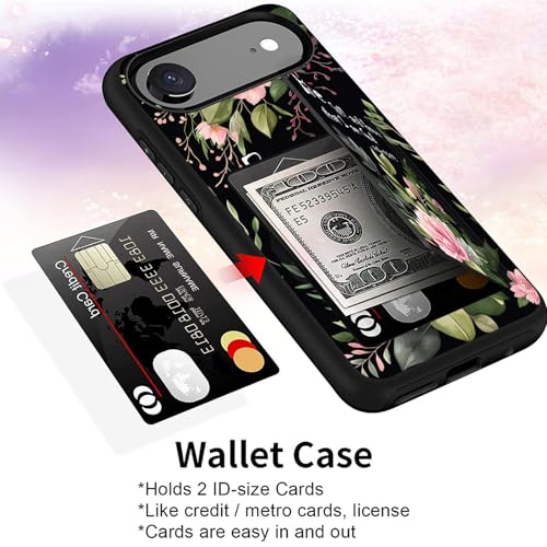 for iPhone Air Case,Wallet Case Credit Card Holder Dual Layer Hybrid Shockproof PC + TPU Case Cover for iPhone Air 6.5" 2025,Flower Bible Verse Psalm 46:10 - color: Flower Bible Verse Psalm 46:10, size: iPhone Air 6.5"