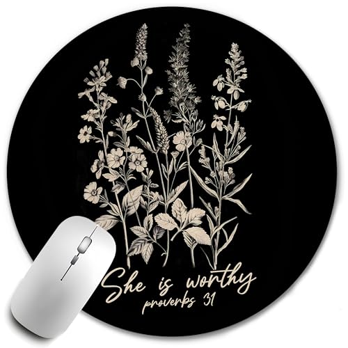 Inspirational Mouse Pad,Christian Mouse Pad,She is Worthy Mousepad Mouse Mat with Non-Slip Rubber Base for Home Office Desk Accessories,Aesthetic Office Supplies, 7.9x7.9 Inch - color: Color-11