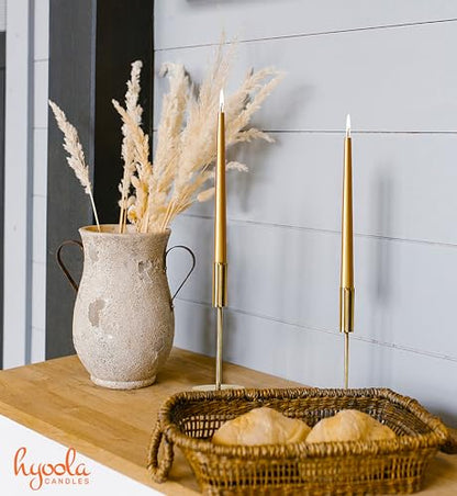 Hyoola Tall Taper Candles - 10 Inch Metallic Gold Unscented Dripless Taper Candles - 8 Hour Burn Time - 4 Pack - color: Metallic Gold, size: 10 Inch