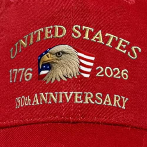 250th Anniversary USA Hat,Adjustable Embroidered Patriotic Baseball Cap,250 Year American Anniversary Merchandise for Unisex - color: C