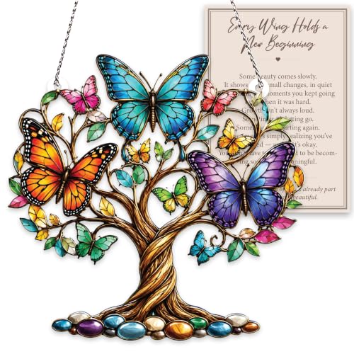 Butterfly Christmas Ornament 2026, Acrylic Butterflys Tree Ornament, Colorful Window Hanging Decoration, Butterfly Gifts for Women, Christmas Tree Decor, Holiday Suncatcher - color: Butterfly