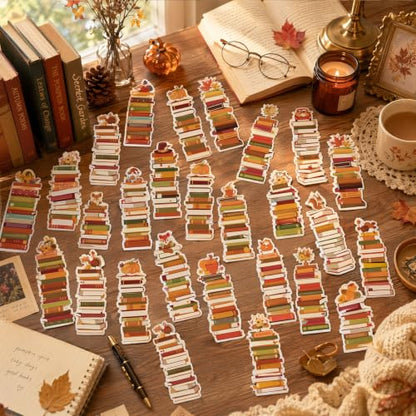 Wxiben Fall Bookshelf Bookmarks Gifts - 150 Pcs Autumn Pumpkin Book Mark Tracker Turkey Maple Leaf Book Marker Page Clips Thanksgiving Gift for Women Men Holiday Book Lovers Reading Office Supplies - color: Fall