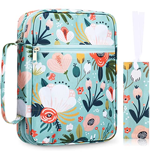 Laumoi Bible Cover Case for Women 10'' Flower Bible Holder Case Large Religious Carrying Bag for Women Study Christian Book Gift (More Flower) - style: More Flower