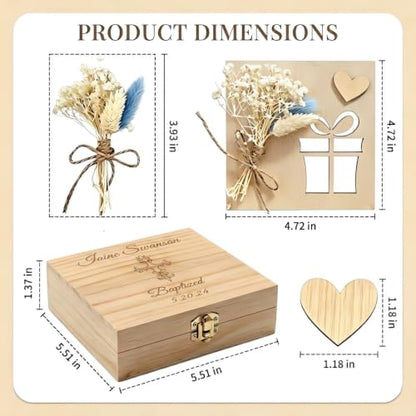 Personalized Baptism Jewelry Box, Wooden Memory Storage Keepsake - color: Natural Wood