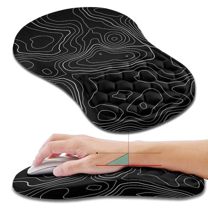 Hokafenle Ergonomic Mouse Pad Wrist Support, Wrist Rest Mousepad for Carpal Tunnel Pain Relief with Integrated Memory Foam Slope Massage Bulge (11.8x7.9 inch,Topographic Contour) - color: KM01-Topographic Contour