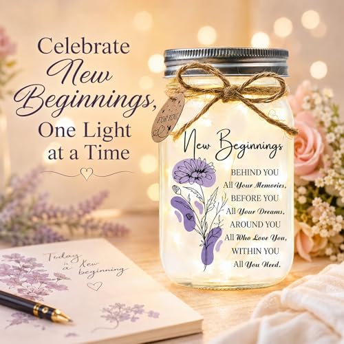 SOLMAY New Beginnings Gifts for Women, New Job Gifts for Women Keepsake Jar - color: Mason New Beginnings