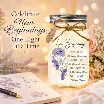 SOLMAY New Beginnings Gifts for Women, New Job Gifts for Women Keepsake Jar - color: Mason New Beginnings