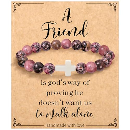 Christian Grandparents - Day Gifts for Women, Religious Cross Bracelet - color: Friend-Red