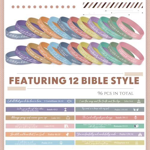 Ecation 72 Pcs Bible Verse Christian Bracelets Silicone,Macarons - color: Macarons