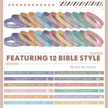 Ecation 72 Pcs Bible Verse Christian Bracelets Silicone,Macarons - color: Macarons