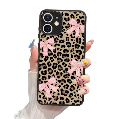 Magnetic Phone Case for iPhone 12 6.1",Compatible with MagSafe, Leopard Cute Bow Pattern Aesthetic Design Cases TPU Shockproof Protective Phone Cover for Girls Women - color: Leopard bow, size: for iPhone 12