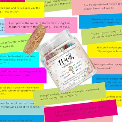 Bozidol Christian Gifts for Wife, Read me When Bible Verses Jar, 90 Color Coded Bible Verses in a Jar, Inspirational Christmas Wedding Anniversary Birthday Gifts for Wife from Husband - color: Wife