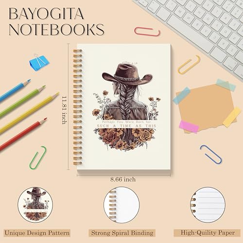 Vintage Boho Western Cowgirl Notebook, Cowgirl Gifts, Christian Notebooks for Women, Esther 4:14 Bible Journal, Religious Prayer Journal for Woman, Western Office Supplies, 11.8x8.66 Inches - color: Colour-5-A4