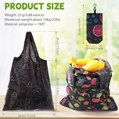 Paterr 24 Pcs Reusable Grocery Shopping Bags Foldable Bulk - style: Flower Style