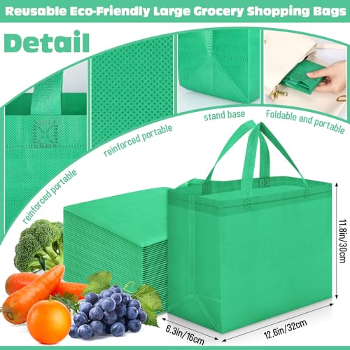 Windyun Reusable Grocery Bags Non Woven with Handles - color: Forest Green