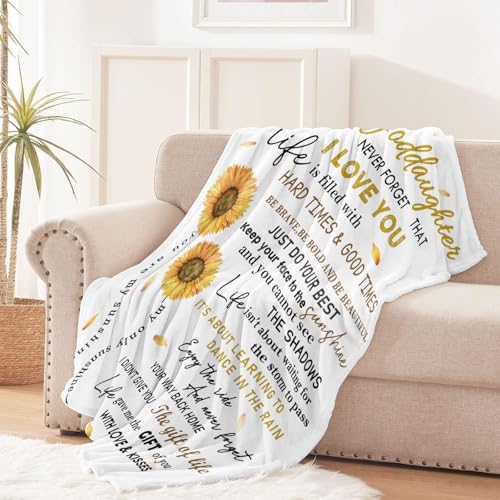 Goddaughter Gift from Godmother & Godfather, Goddaughter Blanket 50"x 60" - color: To My Goddaughter-1, size: 50"x60"