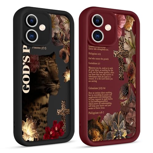 2 Pack Christian Cheetah Cross Phone Case for iPhone 17 6.3'', Aesthetic Hibiscus Flower Leopard Print Jesus Bible Verses Design, Slim Soft TPU Shockproof Protective Cover for Women Girls - color: Cheetah Corss Flower, size: iPhone 17