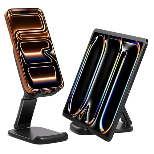 NKNZLY 2 Pack Cell Phone Stand for Desk, Foldable Mobile Phone Holder-Black