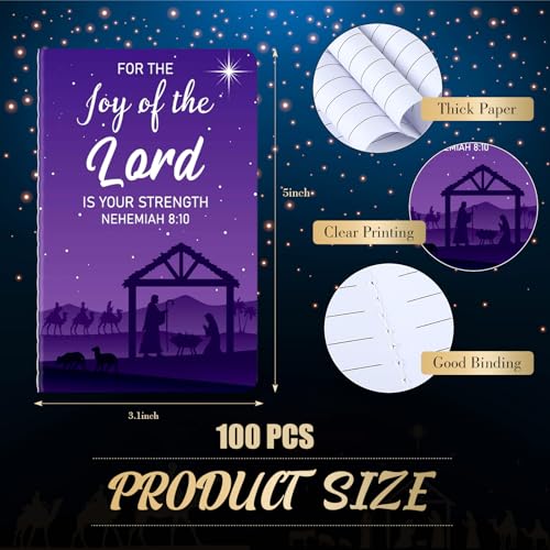 Tenceur 100 Pcs Mini Nativity Notepad Bible Verse 10 Styles Christmas