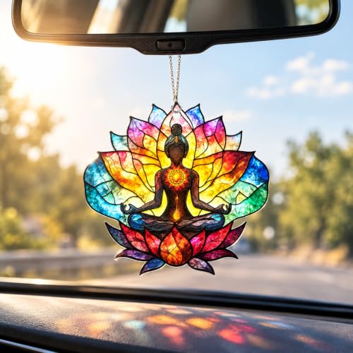 Yoga Christmas Ornament 2026, Lotus Meditation Gifts for Yoga Lovers - color: Lotus Suncatcher