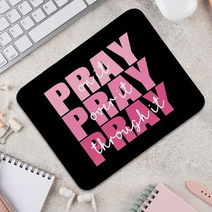 UTELKA Pink Mouse pad, Black Pink Christian Mousepad 10.2x8.2 - color: Black Pink Pray on it, size: 10.2L x 8.2W inches